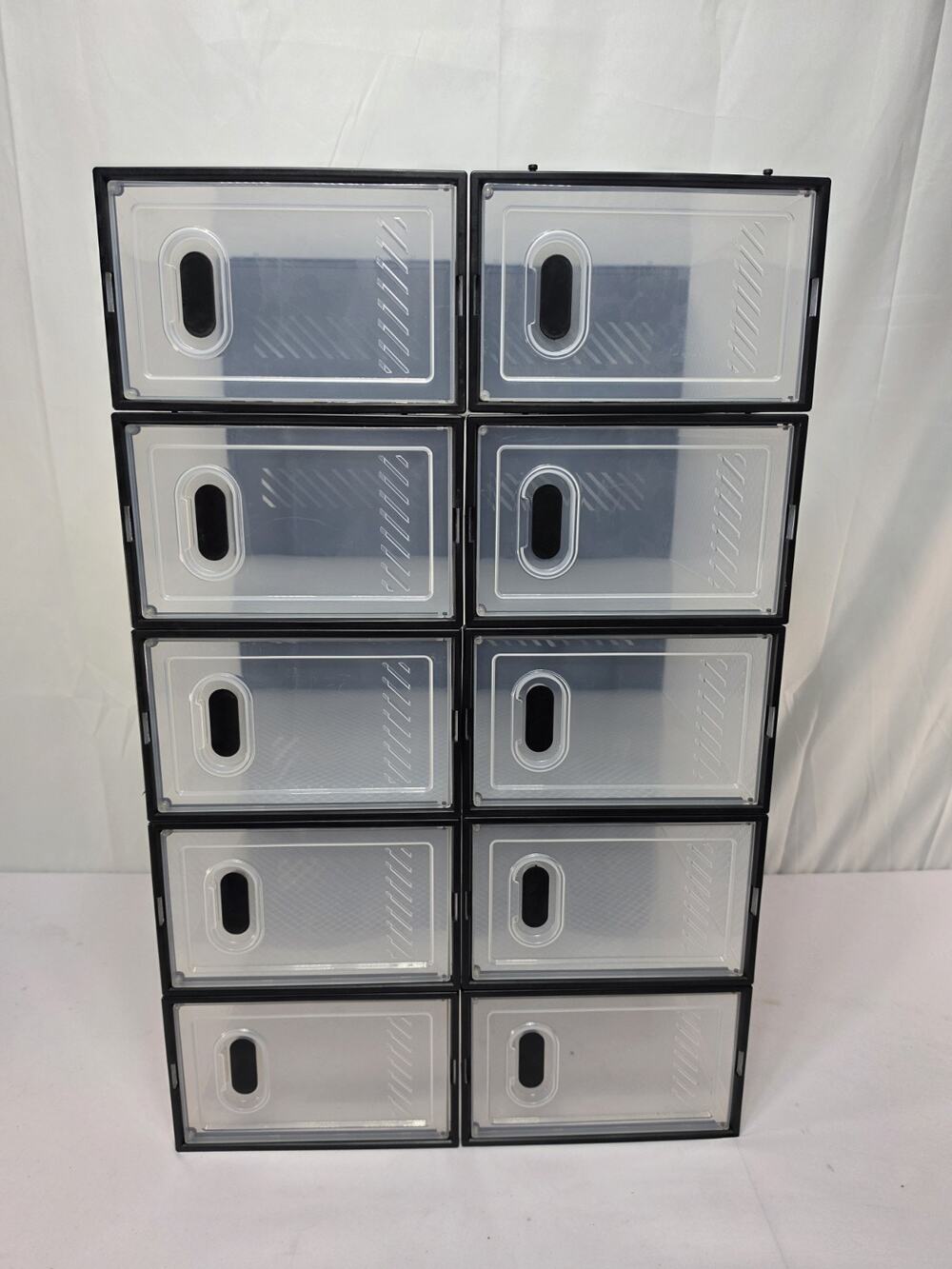 (10-PACK) 13"×9" Depth 5.5" Modular Stackable Clear Plastic Shoe Storage Boxes